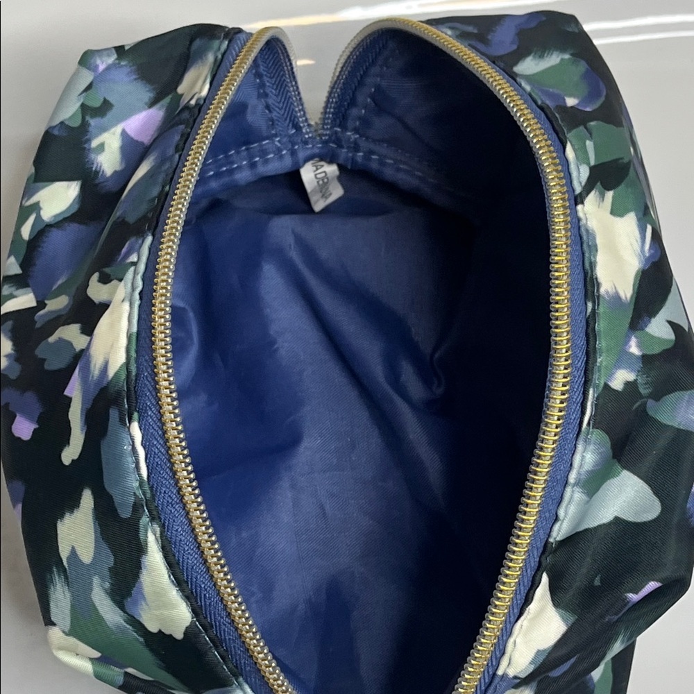 Tartan and Twine Blue and Green Makeup  Pouch with Gold Accent - Picture 5 of 7